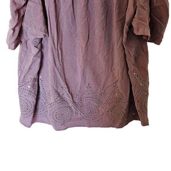 TORRID Women’s Plus 3X Cold Shoulder Eyelet Sequin Blouse Top NWT Light Purple - Picture 12 of 15